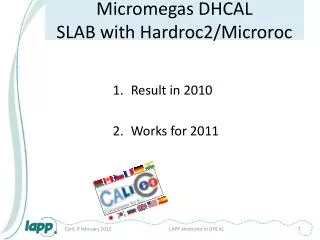 Micromegas DHCAL SLAB with Hardroc2/ Microroc