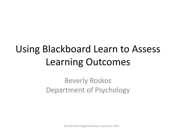 using blackboard learn to assess learning outcomes