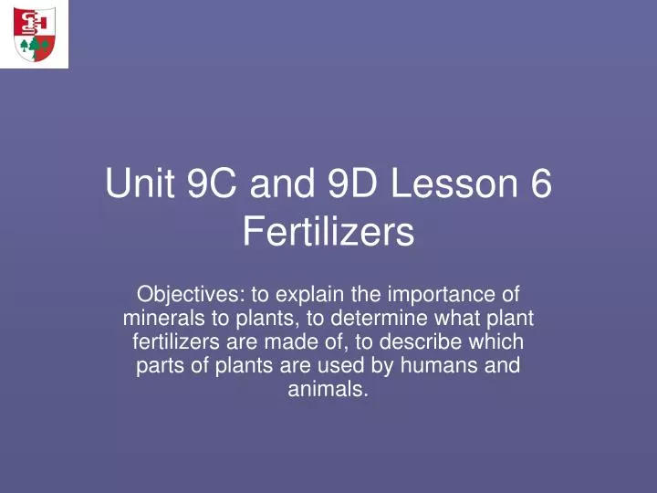 unit 9c and 9d lesson 6 fertilizers