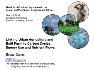 The Role of Food and Agriculture in the Design and Planning of Buildings and Cities. May 2-4, 2008