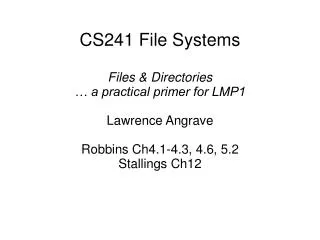 CS241 File Systems