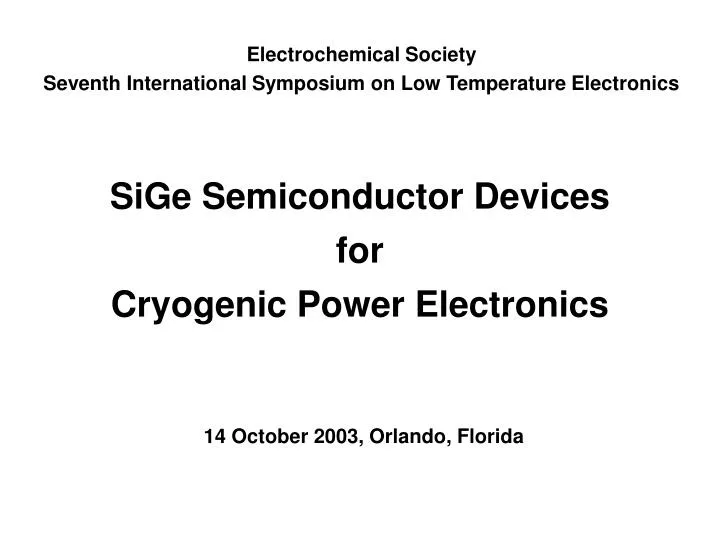 sige semiconductor devices for cryogenic power electronics