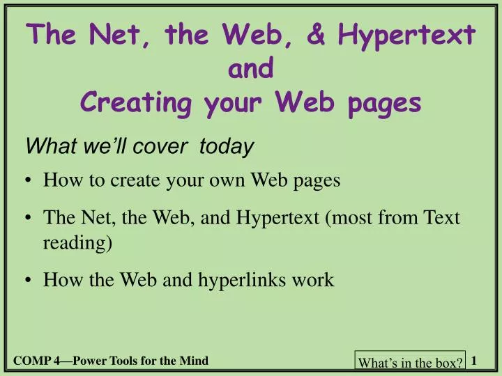 the net the web hypertext and creating your web pages