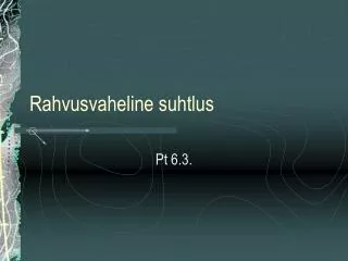 rahvusvaheline suhtlus