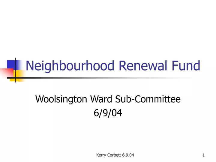 neighbourhood renewal fund