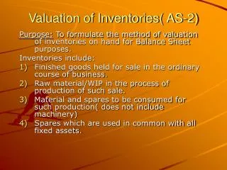 Valuation of Inventories( AS-2)