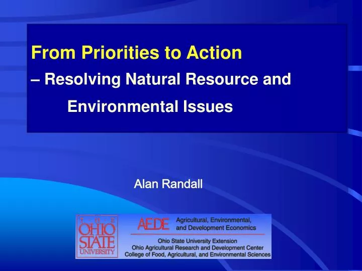 from priorities to action resolving natural resource and environmental issues
