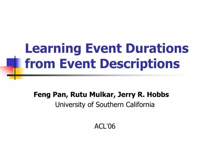 learning event durations from event descriptions
