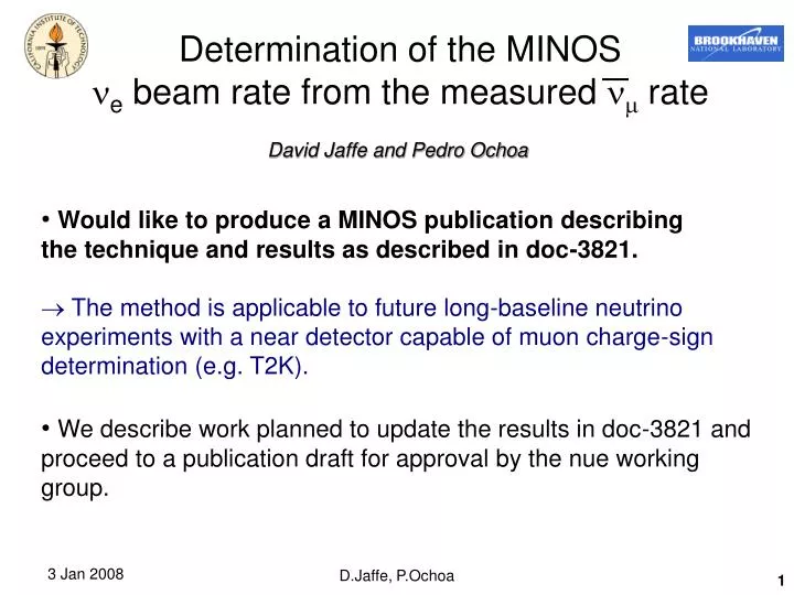 determination of the minos e beam rate from the measured rate