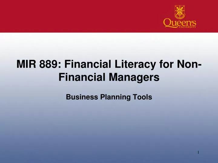 mir 889 financial literacy for non financial managers