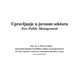 upravljanje u javnom sektoru new public management