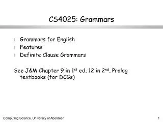 CS4025: Grammars