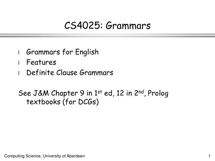 cs4025 grammars