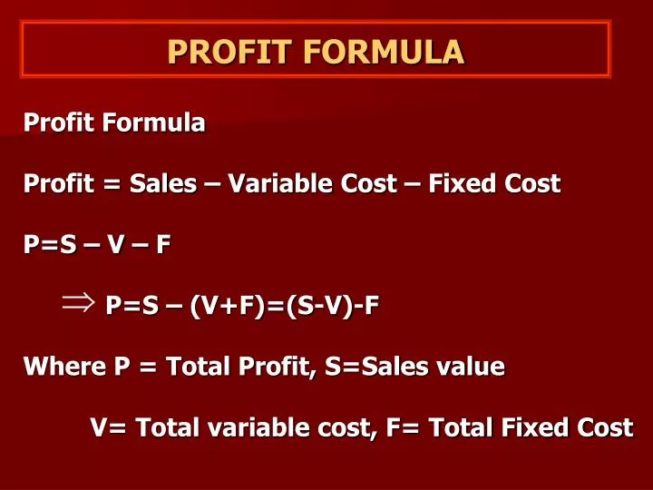 profit formula