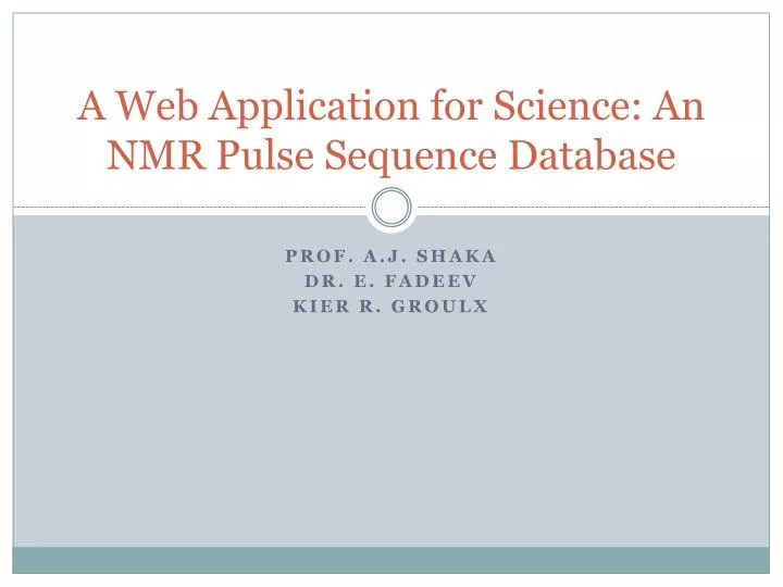 a web application for science an nmr pulse sequence database