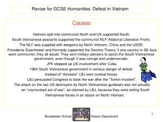 Revise for GCSE Humanities: Defeat in Vietnam
