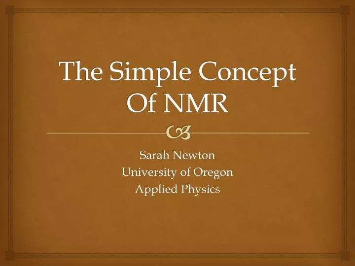 the simple concept of nmr