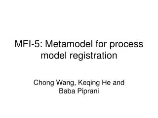 MFI-5: Metamodel for process model registration