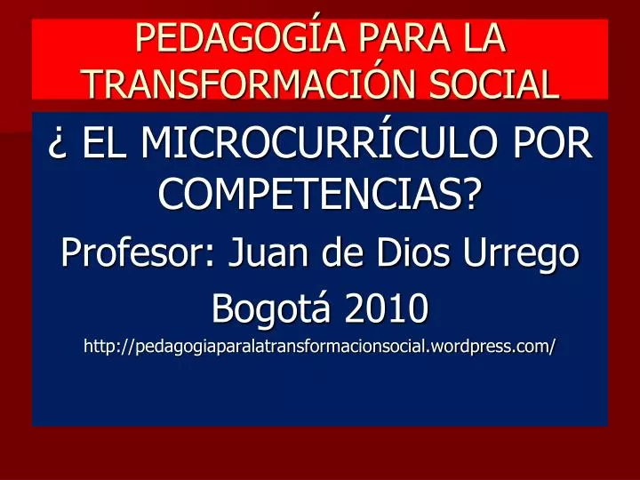 pedagog a para la transformaci n social