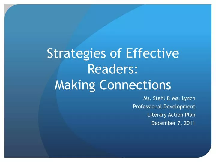 strategies of effective readers making connections