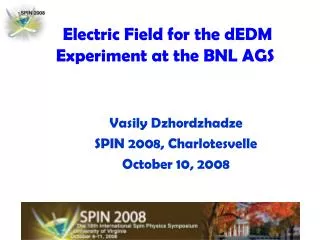 Electric Field for the dEDM Experiment at the BNL AGS