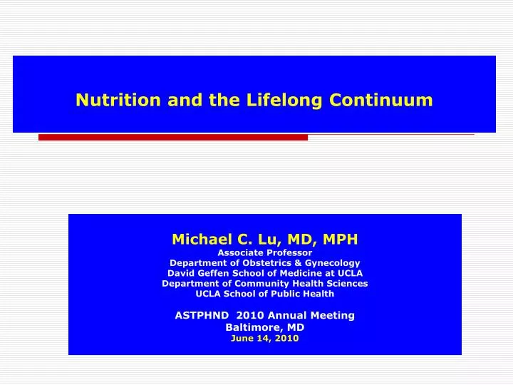 nutrition and the lifelong continuum