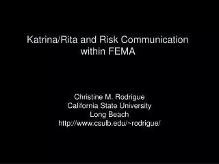 Katrina/Rita and Risk Communication within FEMA