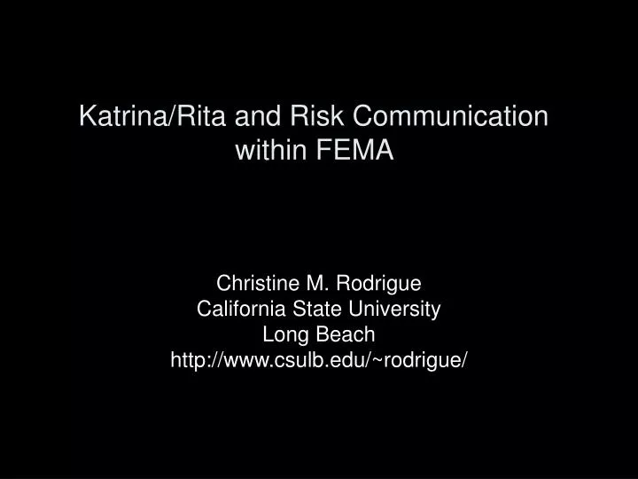 katrina rita and risk communication within fema