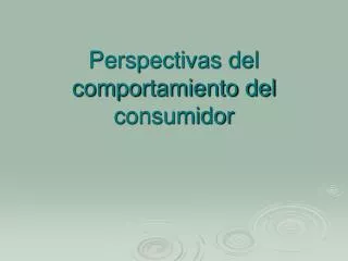 perspectivas del comportamiento del consumidor