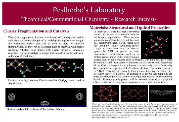 peslherbe s laboratory theoretical computational chemistry research interests