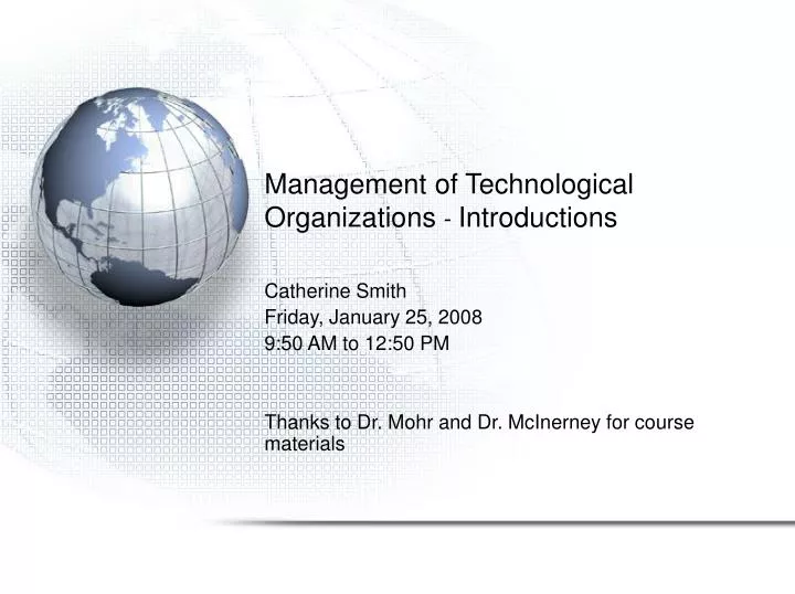 management of technological organizations introductions