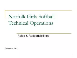 Norfolk Girls Softball Technical Operations