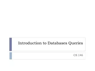 Introduction to Databases Queries