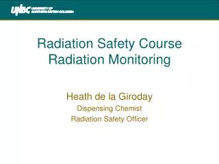 Radiation Safety Course Radiation Monitoring
