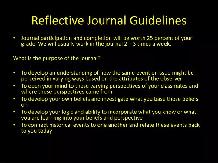 reflective journal guidelines