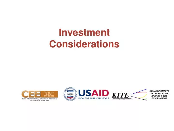 investment considerations