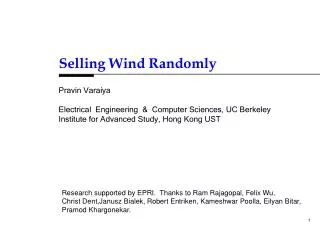 Selling Wind Randomly