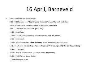 16 april barneveld
