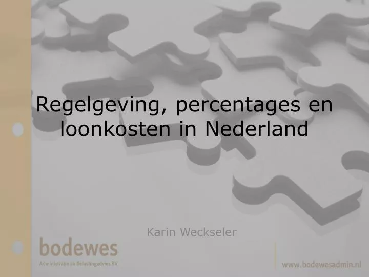 regelgeving percentages en loonkosten in nederland