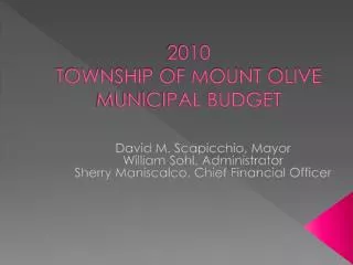 2010 TOWNSHIP OF MOUNT OLIVE MUNICIPAL BUDGET