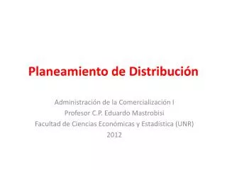 planeamiento de distribuci n