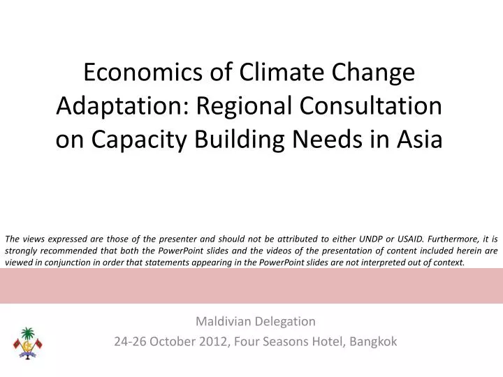 economics of climate change adaptation regional consultation on capacity building needs in asia