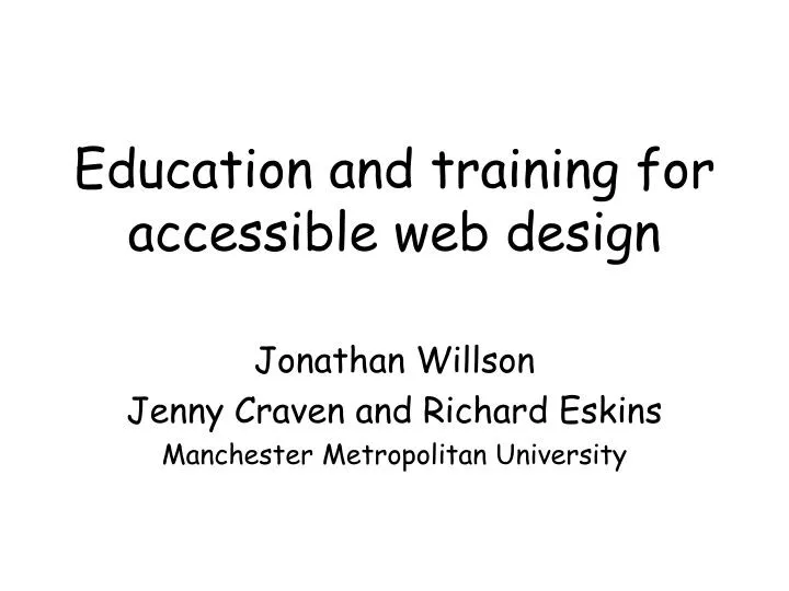 education and training for accessible web design