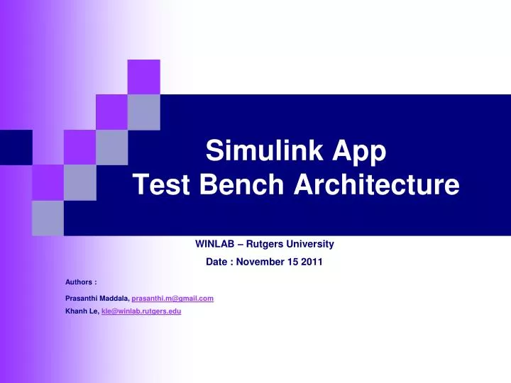 simulink app test bench architecture