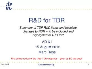 R&amp;D for TDR