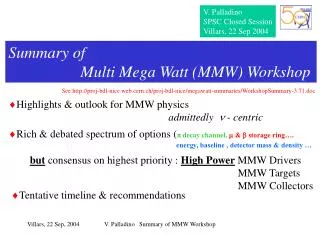 Summary of Multi Mega Watt (MMW) Workshop