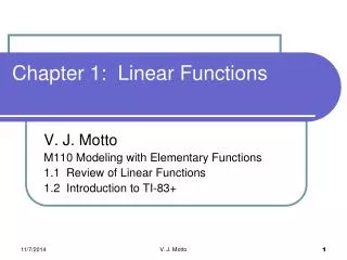 Chapter 1: Linear Functions