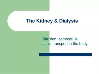 The Kidney &amp; Dialysis