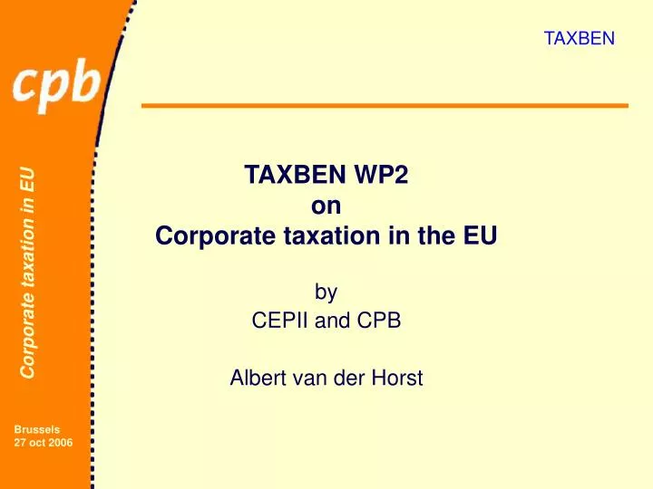 taxben wp2 on corporate taxation in the eu