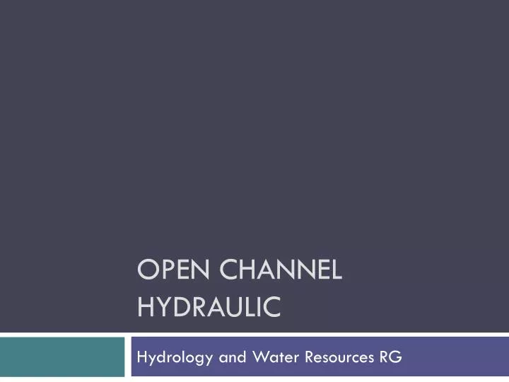 open channel hydraulic